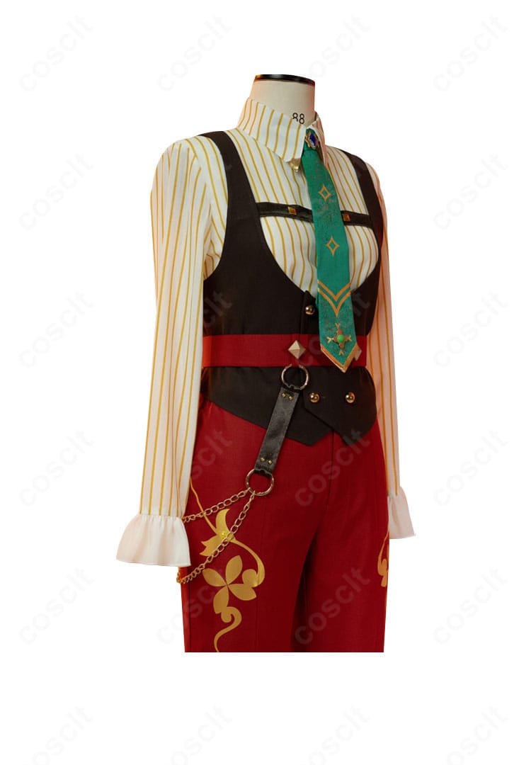 Trickstar『Xday』衣装の装飾ディテール。胸飾りと刺繍が質感高く表現されたクローズアップ。