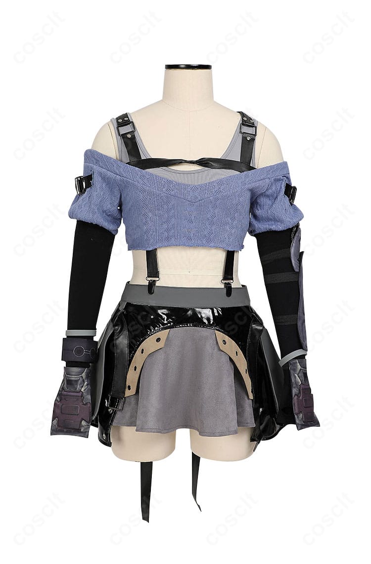 ファイナルファンタジーVII エバークライシス ティファ・ロックハートのコスプレ衣装正面。高再現のタンクトップとスカート、サスペンダー構成がわかる商品画像。