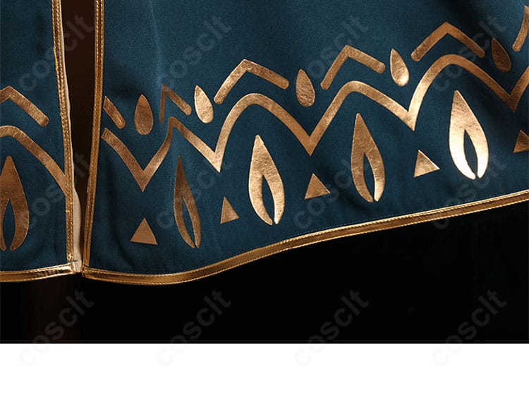 オクトパストラベラーII テメノス・ミストラル衣装の裾装飾ディテール。縁取りの配色とステッチワークが分かる接写