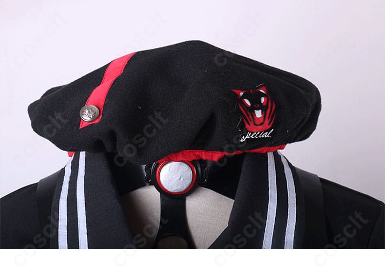 ベスティー衣装 襟元の装飾ディテール。キャラクター特有のデザインを美しく再現。