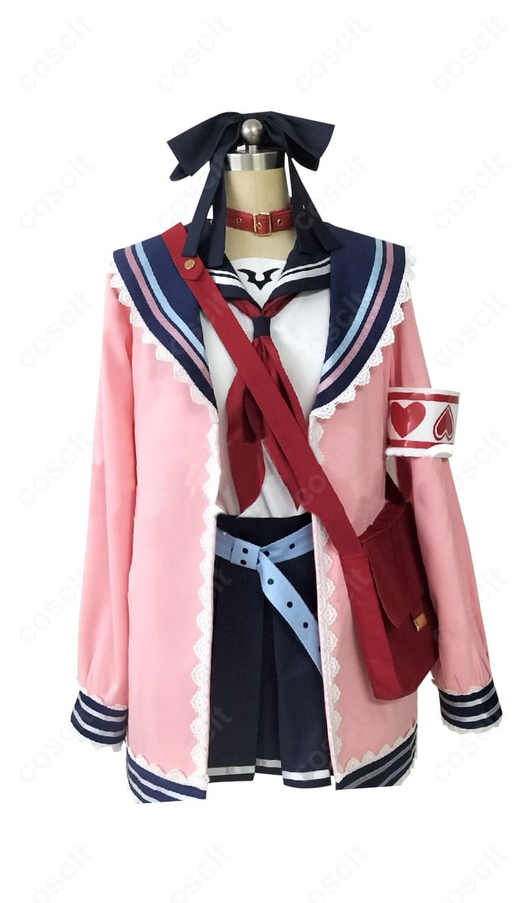 魔界ノりりむのセーラー服コスプレ一式・正面全身。襟とスカーフ、スカートのフレアが高再現で、にじさんじファン向けの完成度。