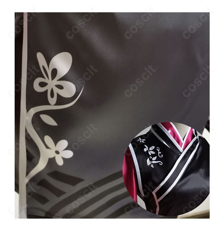 アークナイツ ジェシカ 君子蘭の襟デザイン詳細。刺繍と装飾の質感、配色のコントラストを強調したクローズアップ。