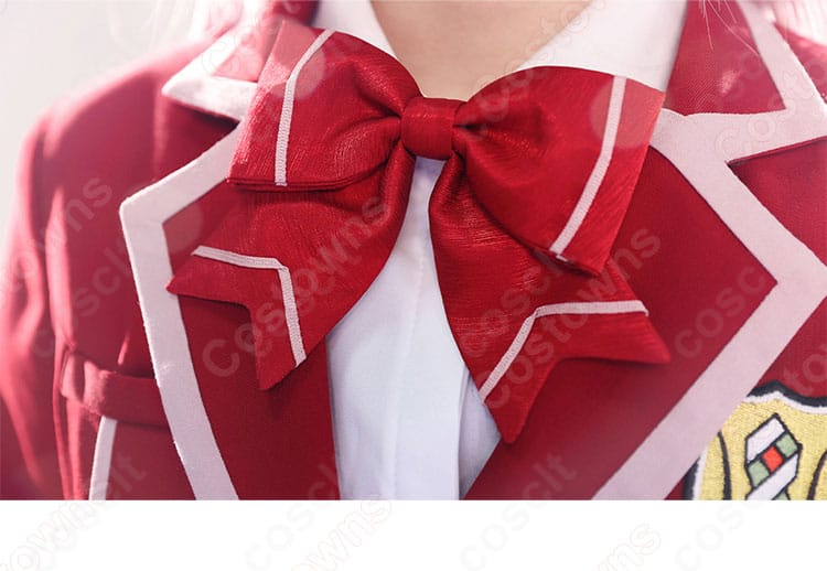 ギルティクラウン 楪いのり 制服コスプレの襟元と蝶結びリボンのディテール