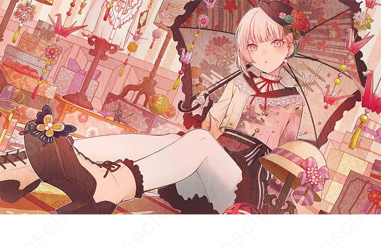 暁山瑞希の「優しさに励まされて」和風ロリータ衣装を着用した全身イメージ