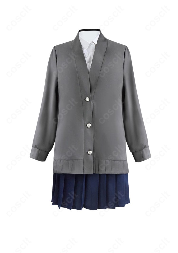 山田杏奈 冬制服コスプレ グレー配色バリエーションの正面。落ち着いた発色でクールな印象