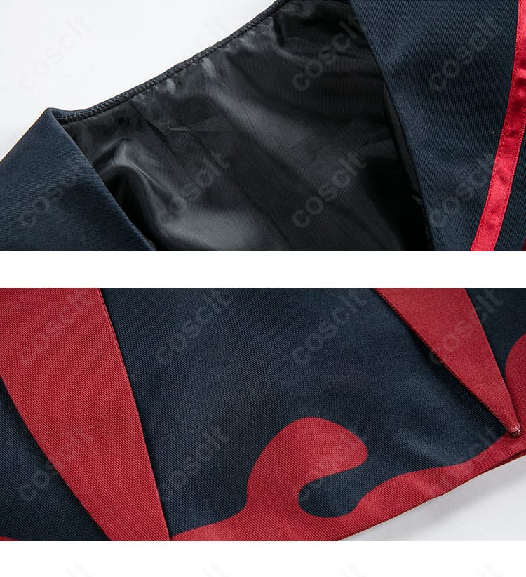 剣先ツルギ 制服コスプレの襟・ラペル周り。作中イメージに合わせた装飾を高忠実度で再現。