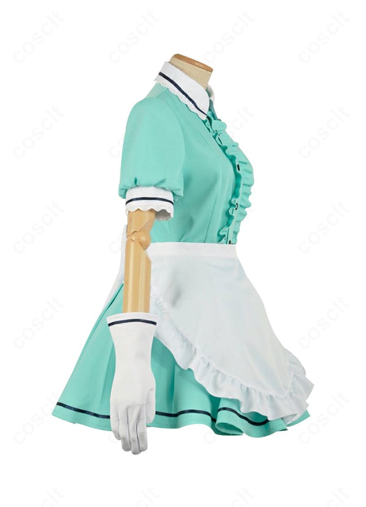 ブレンド・S 神崎ひでり メイド服コスプレの右側面。ウエストが締まりスカートが広がる美しいシルエット。