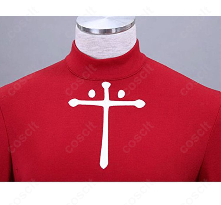 遠坂凛 通常衣装コスプレの胸元ディテール。前胸の装飾意匠とステッチワークを鮮明に表示。