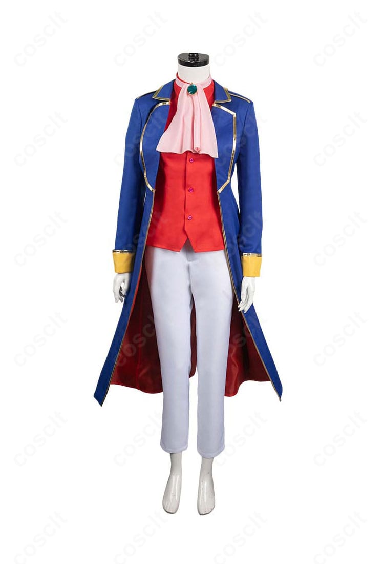 プリンセスピーチ Showtime! ピーチ姫・剣士コスプレ衣装の正面全体。ロングコートとパンツの端正なシルエットがわかる構図。