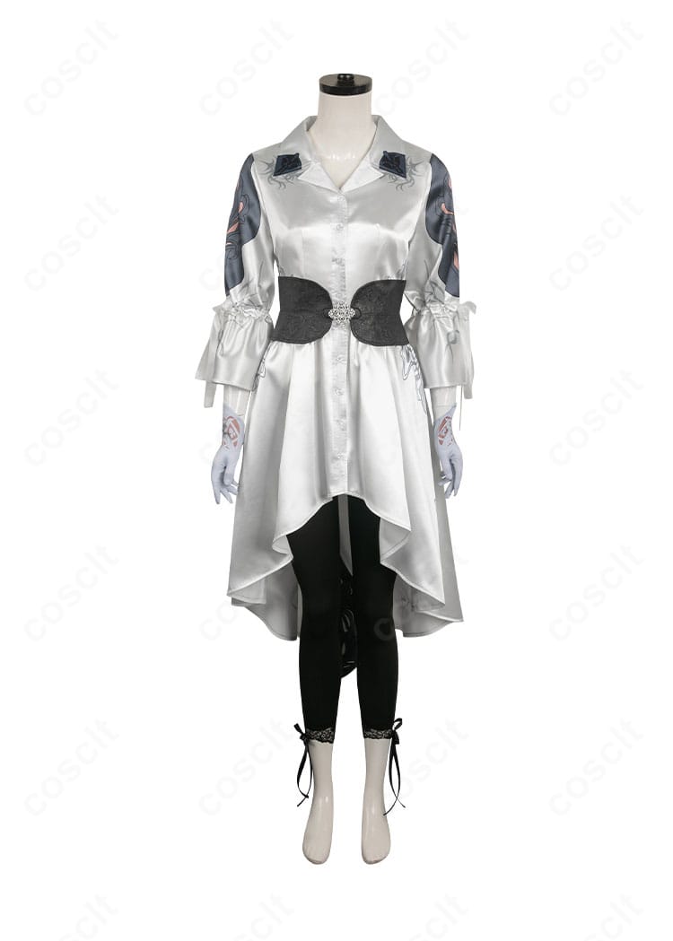 鉄拳8 風間準のコスプレ衣装 正面。フード付きトップスとコルセットが映える高再現シルエット