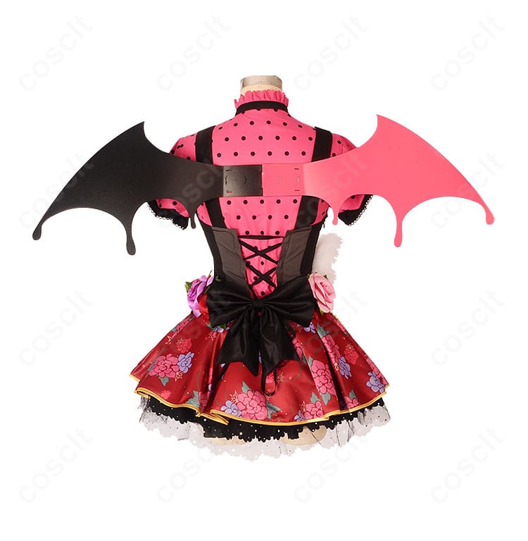 園田海未 小悪魔編 覚醒後衣装の背面全体。背中の装飾とスカートの広がりが映えるシルエット。