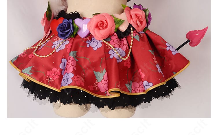 ラブライブ！スクフェス 星空凛 小悪魔編「凛のお願い！」覚醒後衣装 スカート装飾。フリルとレースの重なりで華やかさを演出