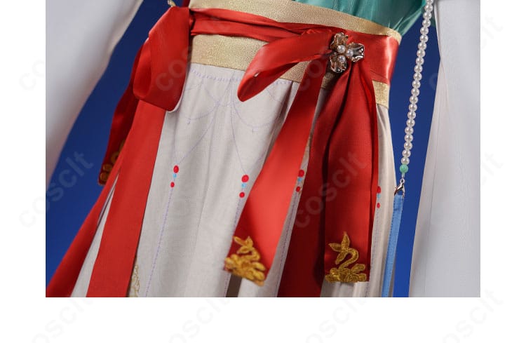 曲娘コスプレのコルセットベルトと紐飾り。ウエストを美しく締める設計と装飾ディテール。