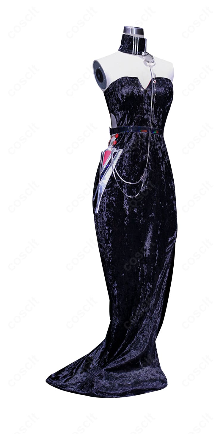 無期迷途 シャローム 昼の如き夜光 コスプレ衣装の右側面レイアウト。ドレスのシルエットと装飾位置を示す画像。