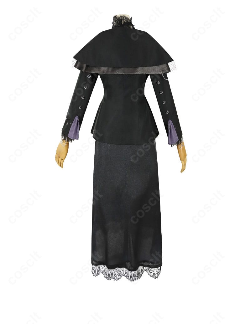 ネクロ・ロギスト コスプレ衣装 背面。背中の切替と留め具位置まで丁寧に再現したディテール