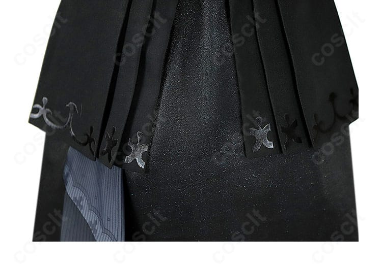 スカート部分の装飾ディテール。裾の刺繍とラインで上品な落ち感を表現