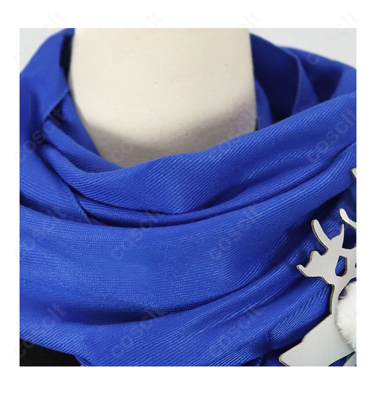 コーンブルメ衣装のマフラー装飾アップ。端部の意匠と質感が分かる華やかな仕上げ。