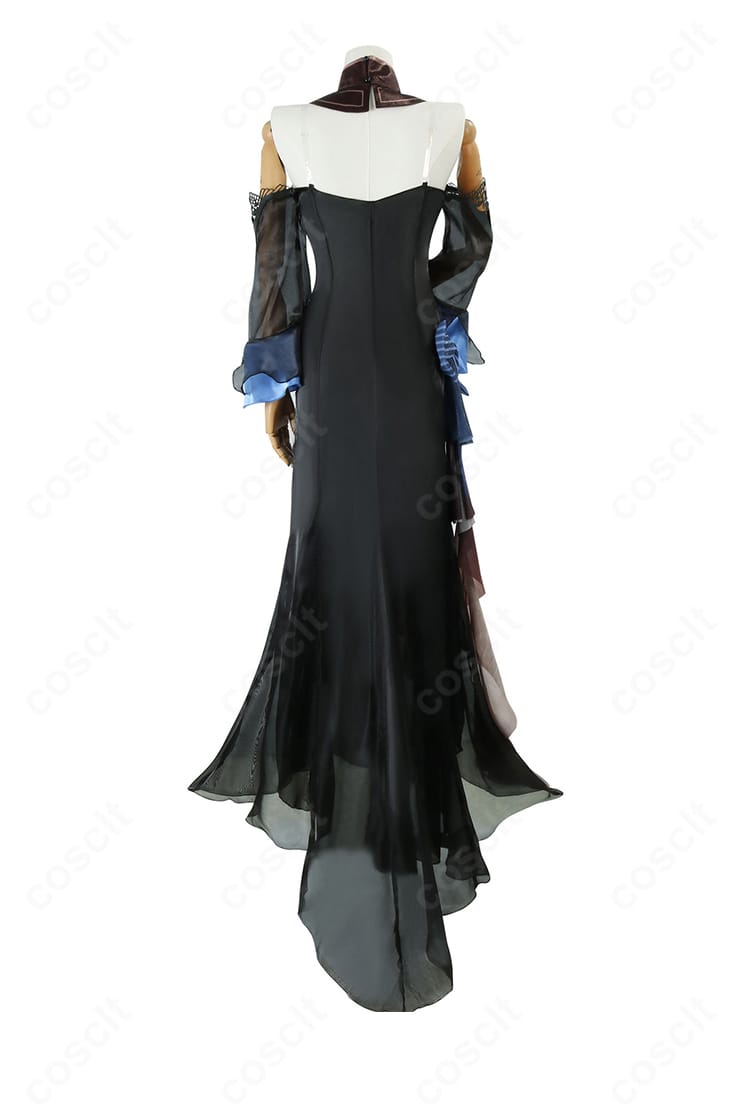 原神 エウルア・ローレンス コンサート2023衣装の背面。背中の開きと裾ライン、背面装飾の配置が分かるビュー。