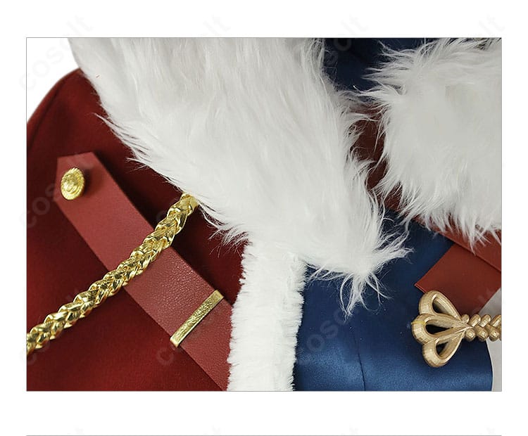 リバース：1999 エニセイ衣装のマント襟元。白いふわふわの縁取りと上品な質感がわかるクローズアップ。