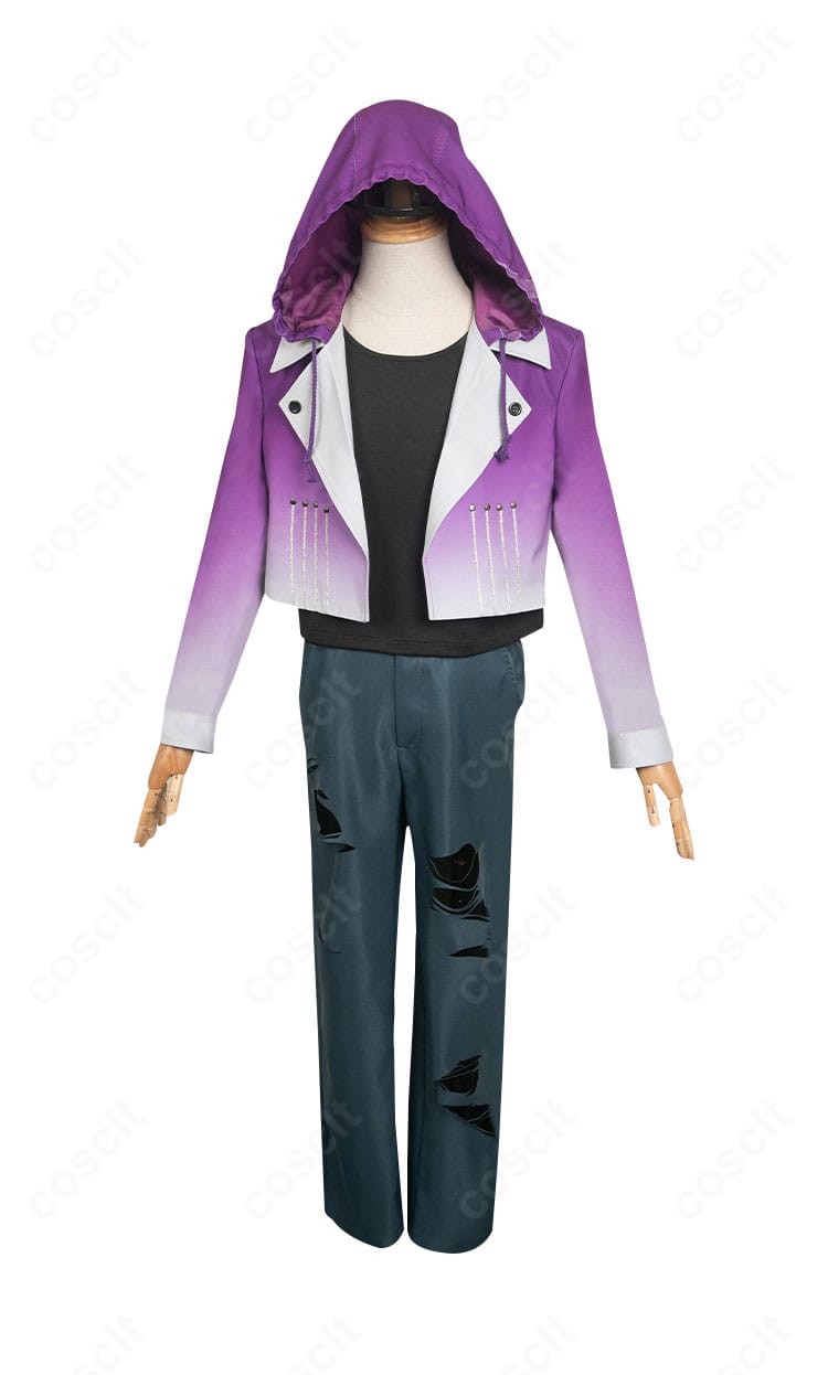 にじさんじ 葛葉 VVS衣装の正面全身。コートの直線的シルエットと配色を高再現したコスプレ一式。