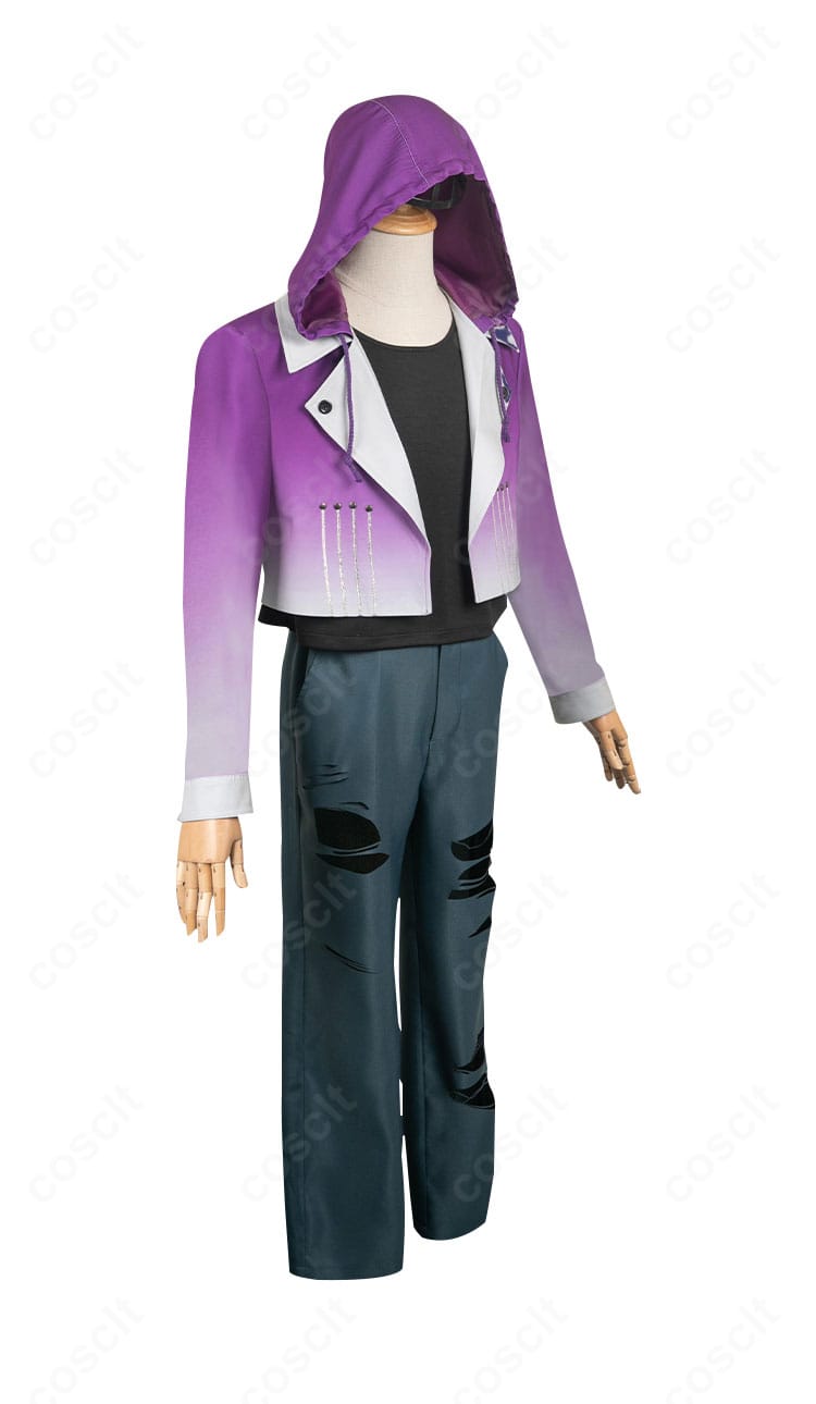 にじさんじ 葛葉 VVS衣装の左側面。襟元の切り替えと袖ライン、パンツの落ち感を確認できる角度。