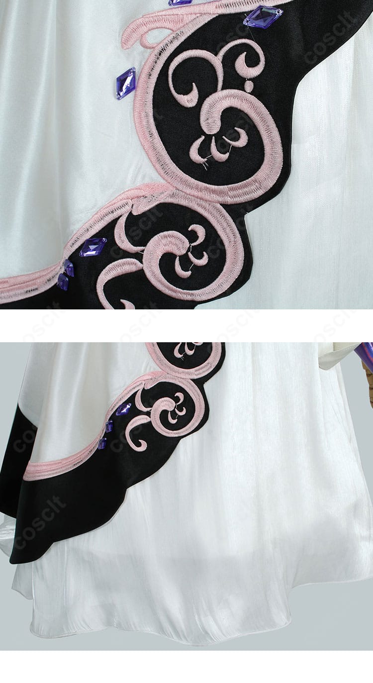 ホロライブ 古石ビジュー衣装 裾デザインの詳細。緩やかなカーブラインが上品なドレープを形成。