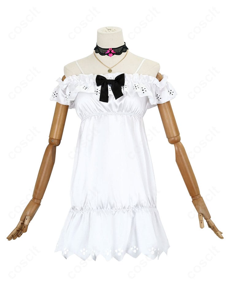 IRyS(アイリス)私服コスの白スカート前面アップ。タックと裾ラインの整った仕上がり。