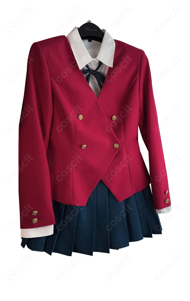 とらドラ! 逢坂大河 女子制服コスプレの側面。落ち着いた発色とすっきりシルエット、丈感のバランスが分かるアングル。