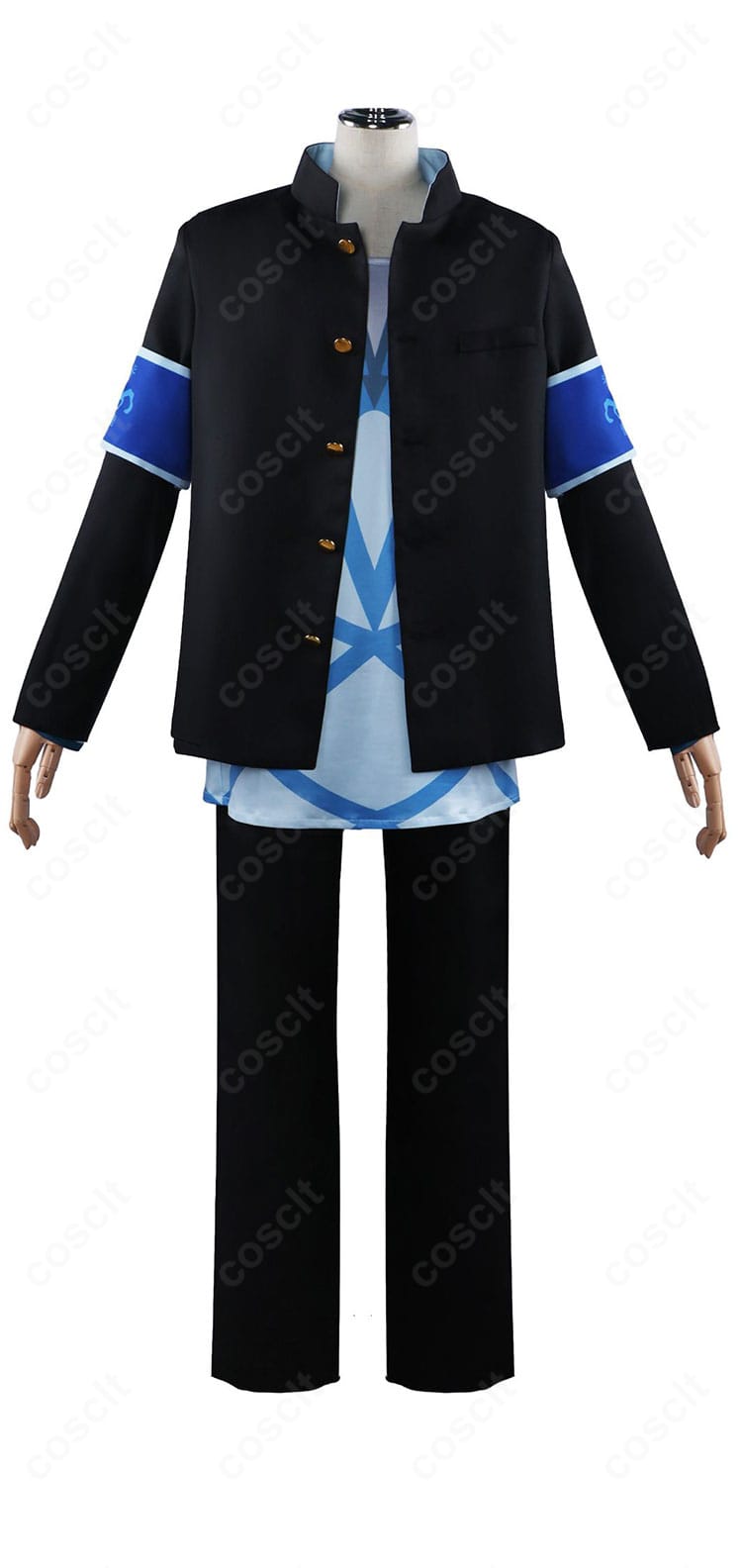 ぶっちぎり?! 浅観音真宝のコスプレ衣装・正面全体。ロングコートと腕章を含む高再現セットのシルエット確認用