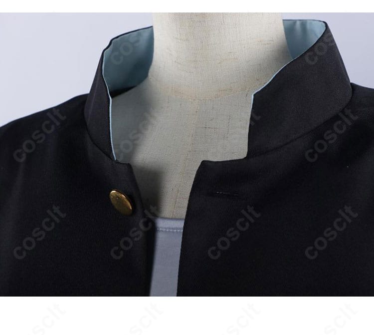 浅観音真宝コスプレの襟元ディテール。首周りのラインと縫製の整いを強調した近接カット