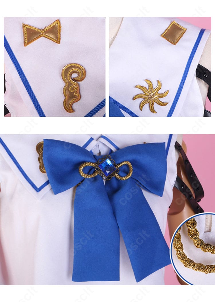 アイク・イーヴランド 衣装の襟元クローズアップ。精密な刺繍とチョーカーまわりの意匠を強調。