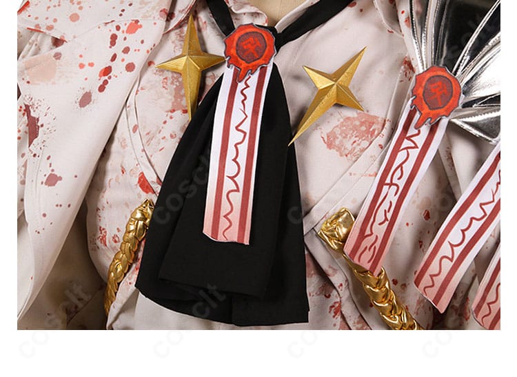 シンクレア衣装の胸元・襟元ディテール。装飾パーツとライン取りを忠実に再現した近接カット。