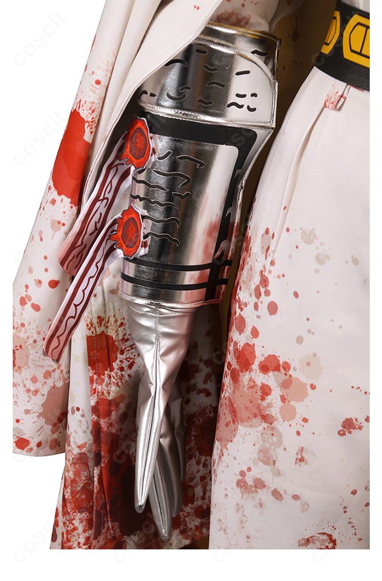 シンクレア衣装の腕部装飾アップ。前腕装甲とグローブの質感、縫製ラインを示すディテールカット。