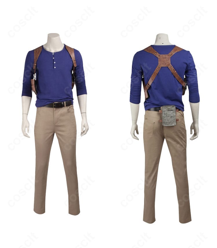 アンチャーテッド4 ネイサン・ドレイク衣装の正面・背面。落ち着いた色味と実用的シルエットで高再現の全体像。
