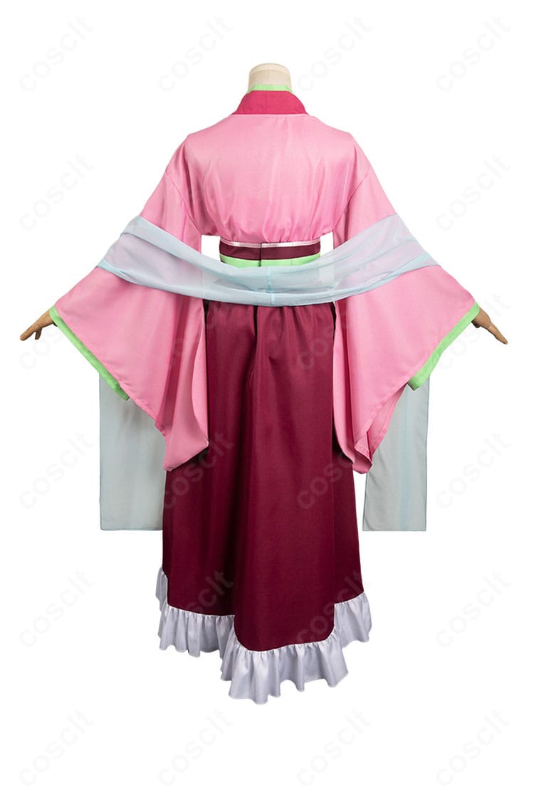 薬屋のひとりごと 猫猫 園遊会衣装の背面。コルセットベルトの造形と披帛の流れが見える背面ディテール