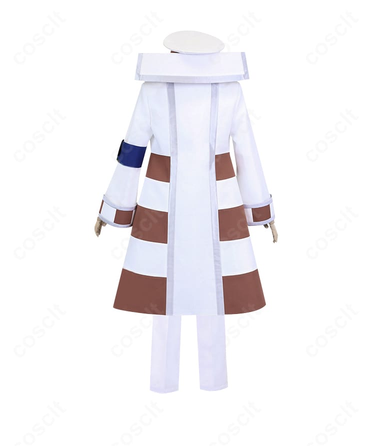 クダリ(ポケットモンスター ブラック・ホワイト)サブウェイマスター制服の背面全身。ロングコートの後ろ姿のラインと裾の広がり、装飾ディテールを明瞭に示す画像。