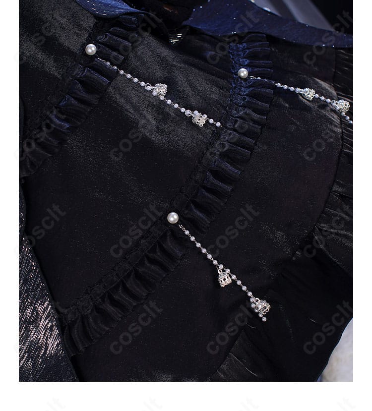 ハーメル衣装のスカート装飾。レイヤー構成とトリムの仕立てが分かる近接画像。