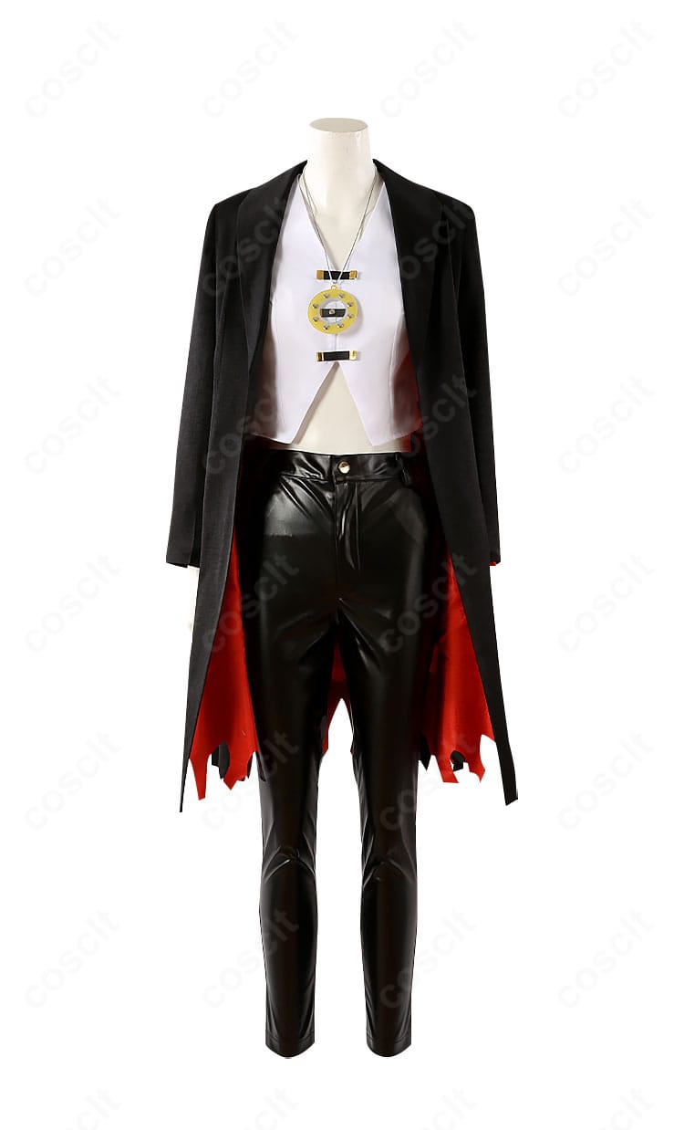 Fate/Grand Order テスカトリポカ（ポカニキ）喫煙姿コスプレ衣装の正面全身。ロングコートと装飾の再現度が高く、イベント向けの仕上がりです。