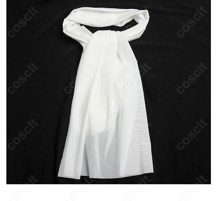 野獣（王子）衣装のスカーフ装飾ディテール。結び目の形と色のコントラストがわかるアップ