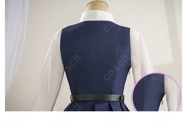 しぐれうい ロリうい コスプレ衣装の背面ジッパー。丈夫で扱いやすいラウンドファスナー仕様