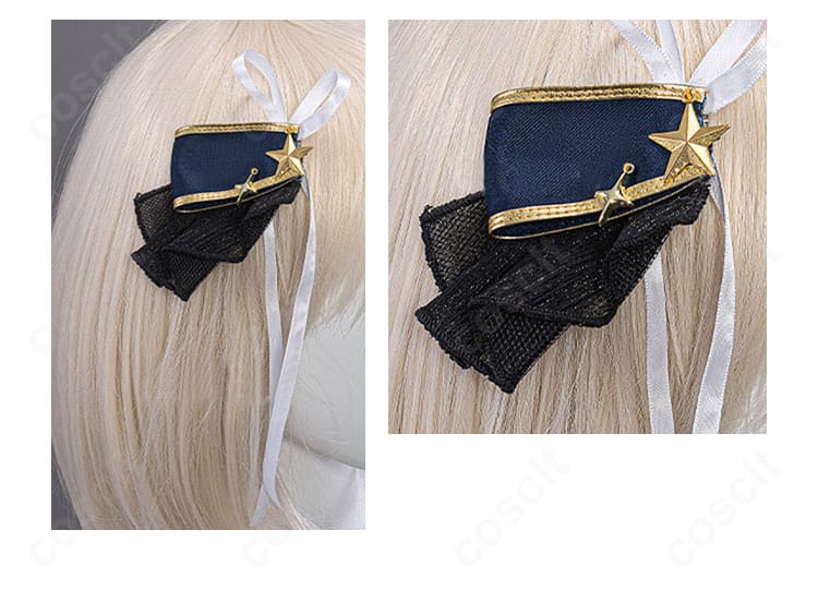 有馬かなの髪飾りディテール。アイドルらしい可憐なモチーフと色味、固定方法の構成が分かる画像。