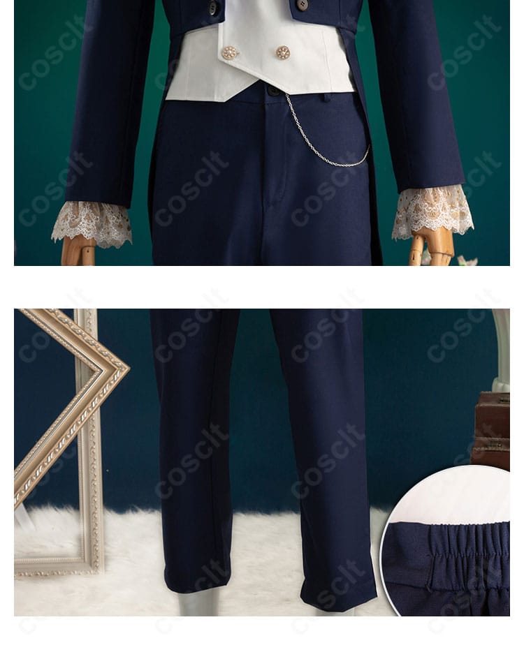 恋と深空 ホムラ衣装 パンツとコート裾のディテール。質感とステッチが見える。