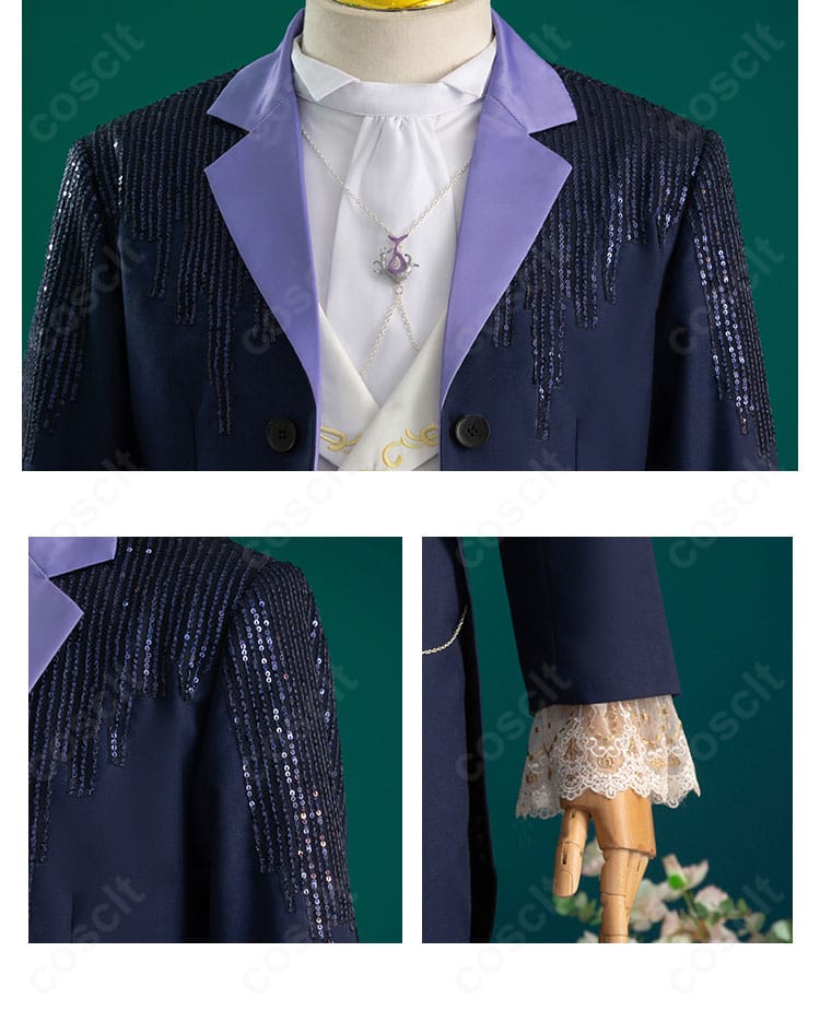 恋と深空 ホムラ衣装 襟〜肩の装飾。肩口の意匠と縫製ラインのクローズアップ。