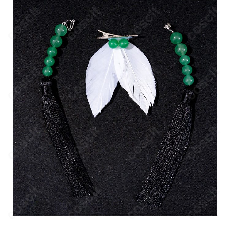 犬夜叉 神楽のコスプレ衣装 髪飾りディテール。形状と質感が分かるアクセサリーのアップ画像