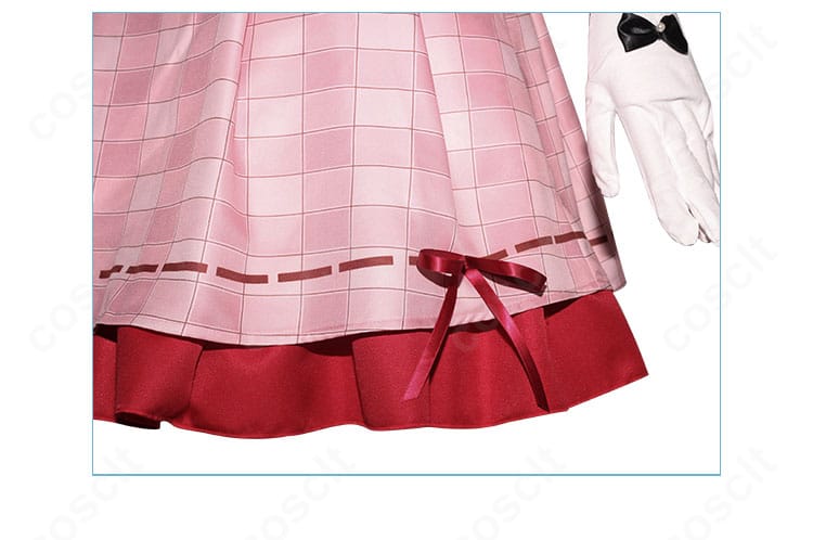 原神 珊瑚宮心海 スシローコラボ衣装のスカート裾装飾。エレガントなトリムとコントラスト配色の意匠が強調されたカット。