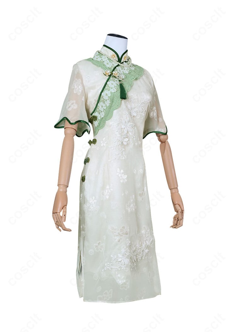 第五人格 庭師（エマ・ウッズ）初晴コスプレ右側面。ウエストラインと袖のシルエットが分かる角度