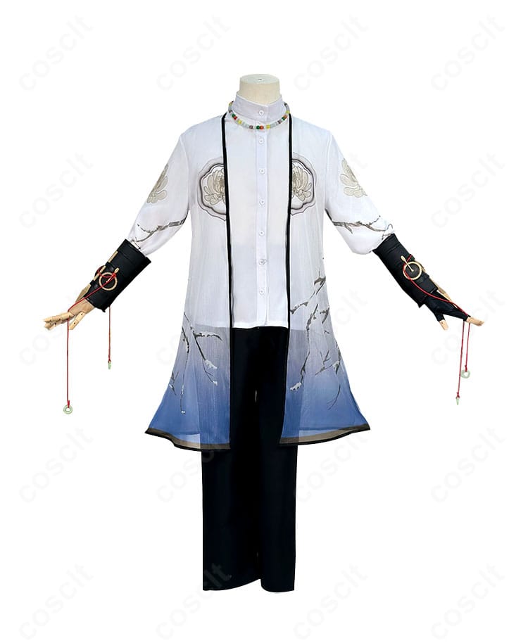 第五人格 患者(エミール)コスプレ衣装の正面全体。ロングコートとコルセットベルトを含むフルセットで高再現のデザイン。