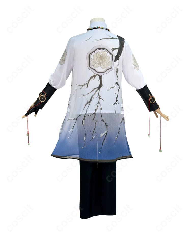 第五人格 患者(エミール)コスプレ衣装の背面。背中の縫製ラインとコートのフレア、アクセサリー位置まで丁寧に再現したビュー。