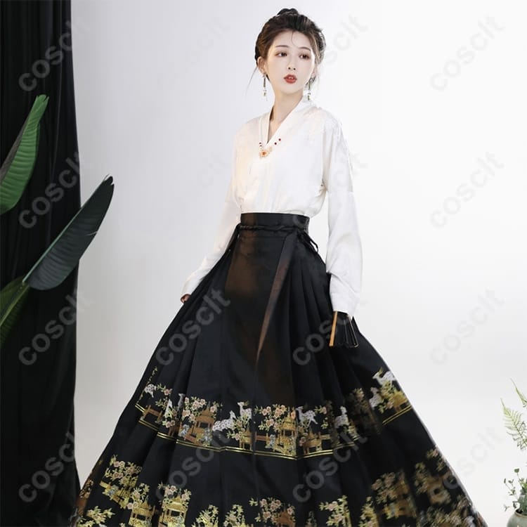 漢服 馬面裙 コスプレ衣装 2点セット｜軽やかで上品、撮影もイベントも映える高再現度 - 3枚目の画像