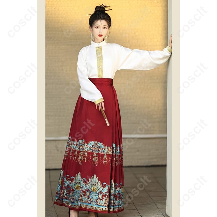 漢服 馬面裙 コスプレ衣装｜立襟トップス2点セットで上品に再現、撮影もイベントも快適 - 2枚目の画像